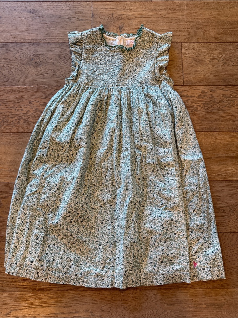 Pink Chicken Green Floral Shimmer Smocked Dress - 12